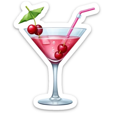 galentines red and pink cocktail with cherry sticker