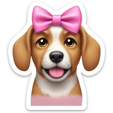 dog wearing a pink bow sticker