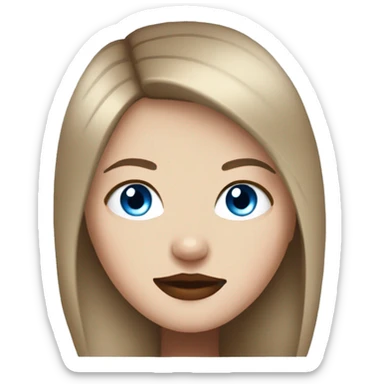White girl with blue eyes, straight brown hair, and red lips  sticker