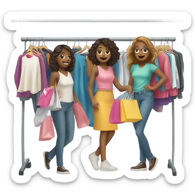 girls shopping  sticker