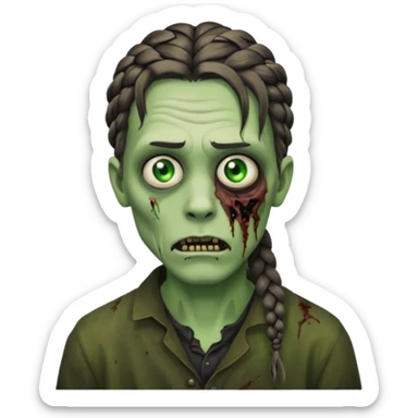 Braid twist, men zombie and green eye color, with dark zombie clothes sticker