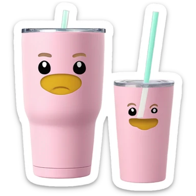 Pastel pink, 40 oz tumbler with handle, and straw sticker