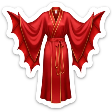 Blood red silk robe, No detailing, long, bat wing sleeves, high definition, sticker