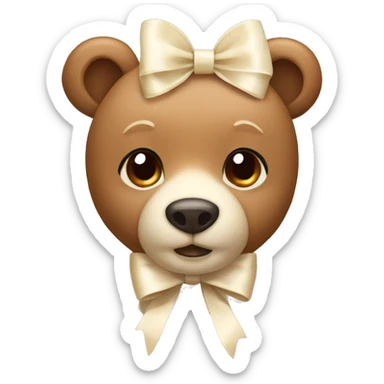 Cute light brown bear with a cream bow  sticker