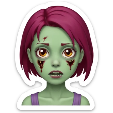 girl zombie with burgundy hair emoji sticker