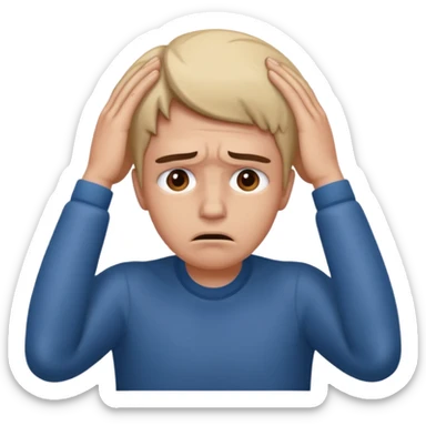 manos a la cabeza, de preocupacion sticker