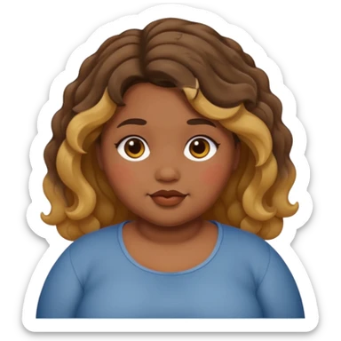 chubby girl with dusky skin tone and wavy hairs sticker