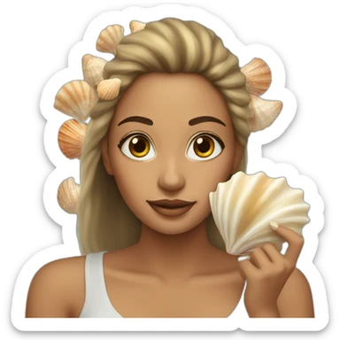 woman with seashells sticker