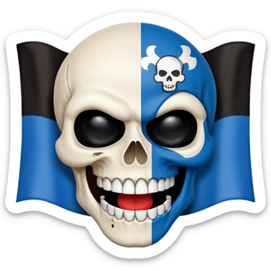 Blue white HSV Emoji bites black St. pauli flag with skull sticker