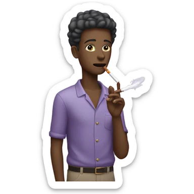 A person wearing lavender lighting a cigarette sticker