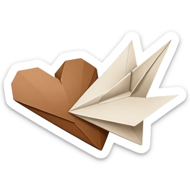 A brown heart and a paper airplane flying nearby sticker
