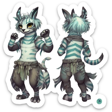 cute Kawaii edgy shy fantasy animal fursona Fionbri Vernid creature by griffsnuff & LiLaiRa & Falvie with with cool stripes patterns full body sticker