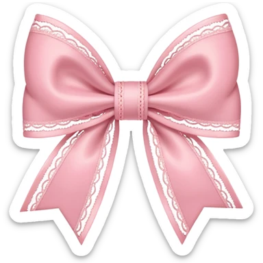 coquette style pink bow, romantic and soft, pastel pink, subtle lace, emoji size, no text sticker