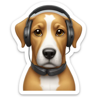 dog with headphones  sticker