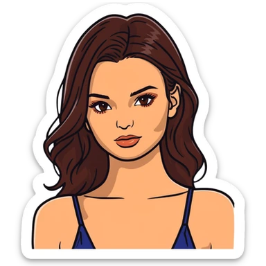 Emily Ratajkowski, beautiful fashion model with brown eyes, long brown hair, defined cheekbones sticker