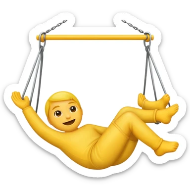 happy emoji laying down swinging feet behind sticker