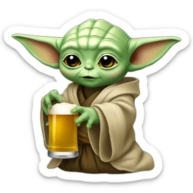 bébé yoda qui boit une bière sticker