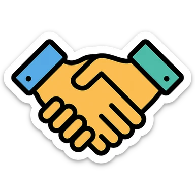handshake icon with color and black outlines sticker