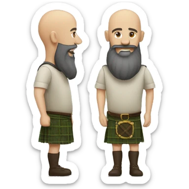 bald head, bearded guy wearing kilt sticker