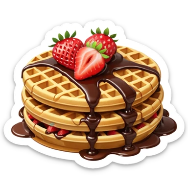 waffle with strawberries and chocolate sauce drizzled ontop  sticker