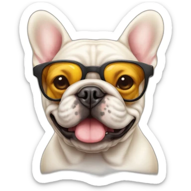 Bouledogue français avec des lunettes de soleil e sticker