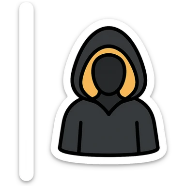 color outline icon style shadowy figure in a black robe sticker