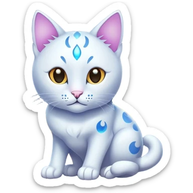 Magical Celestial Lunar-powered Fantasy Feline with lunar markings sticker