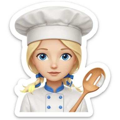 Long Blonde hair blue eyed female chef sticker