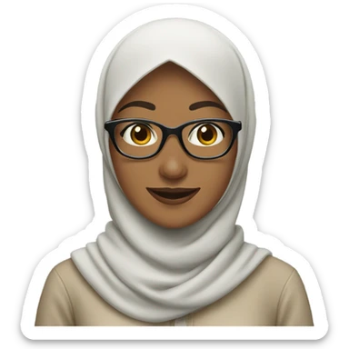 Woman smiling with hijab, glasses and jewelry sticker
