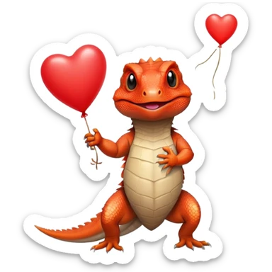 bearded dragon holding a heart balloon sticker