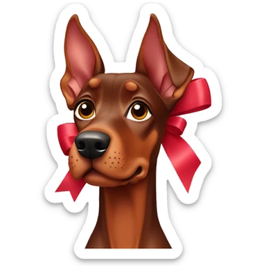Red Doberman pinscher with bows sticker