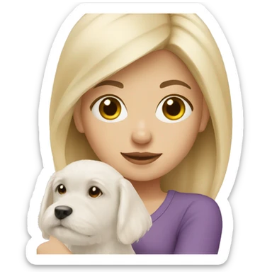 Blonde girl with maltese puppy sticker