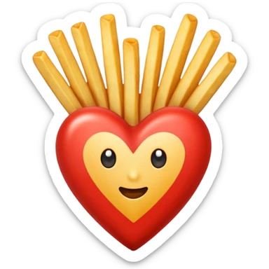 French fries in heart shape sticker