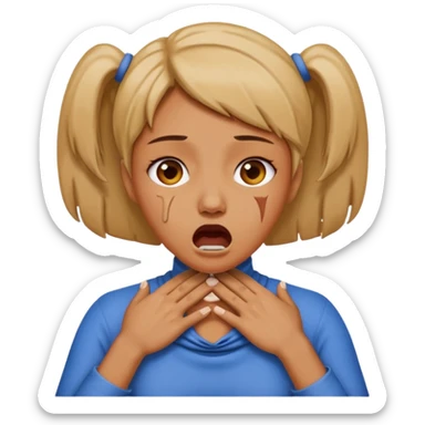 female choking her neck with hands with mouth opened emoji sticker