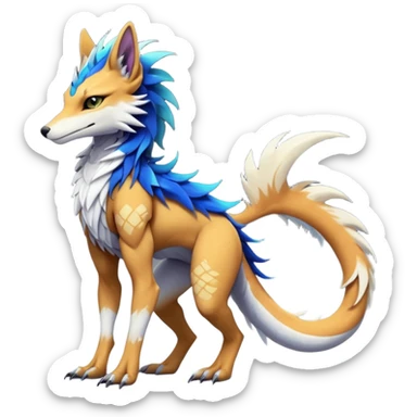 badass elegant wild beautiful natural badass futuristic epic exotic anthro modern furry cyborg-sergal-vernid-creature, full body, gradient pretty hair, with a long tufted tail, aesthetic, art by LiLaiRa, art by art by Falvie sticker