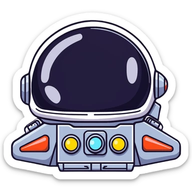 Vintage sci-fi bubble cockpit spaceship with ray guns sticker