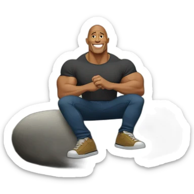 dwayne johnson sit on a rock sticker