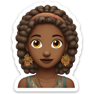 brown skin girl with boho braifd sticker