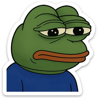 pepe the frog with a bored expression sticker