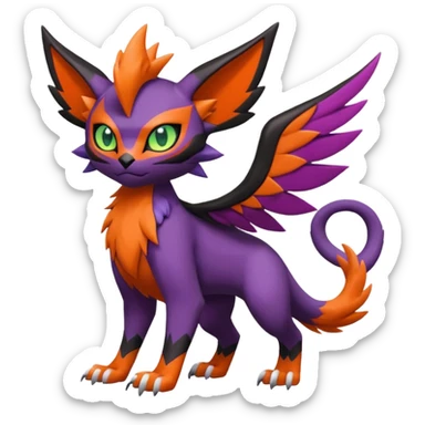 Liepard-Noivern-Litten-Sprigatito-Pokémon-fusion-creature (full body) sticker