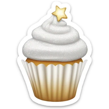 white sparkly cupcake sticker