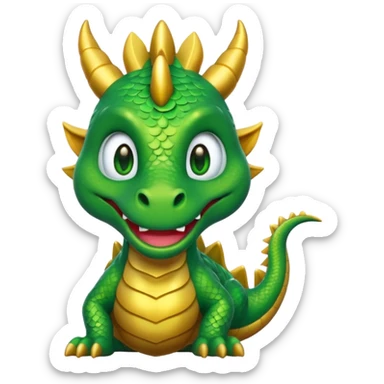 a playful but wise old dragon, emoji style sticker