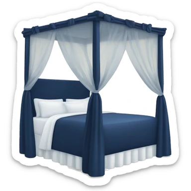 Navy blue canopy bed with white bows sticker