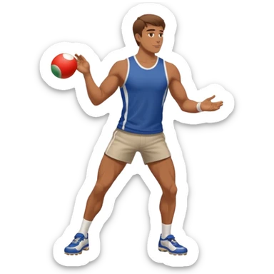 Jeune homme grand et costaud, brun qui joue à  la pétanque sticker