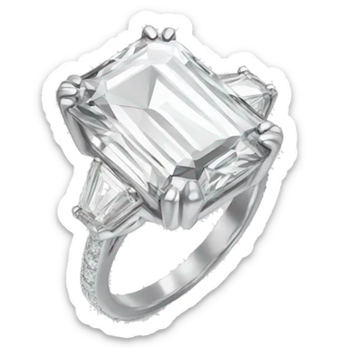 Emerald cut diamond ring silver sticker