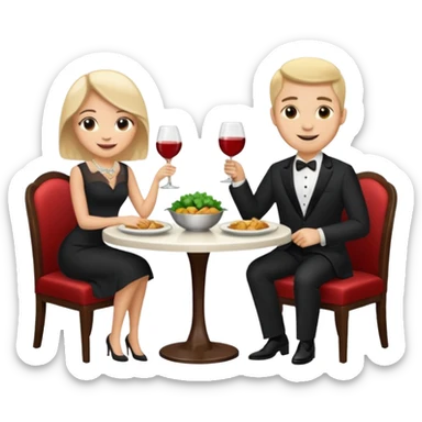 ligth couple having dinner at a restaurant full body sticker