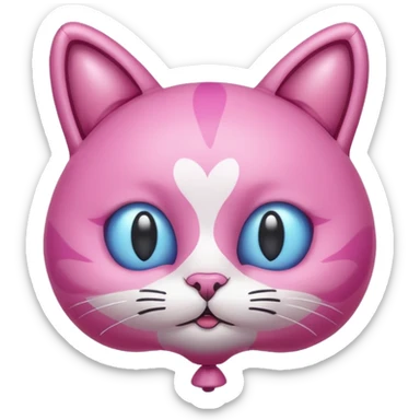 Make a pink cat with a balloon head, no the head is a balloon with the details of the cat head on the balloon head sticker