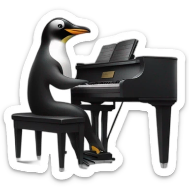 Penguin playing the piano sticker