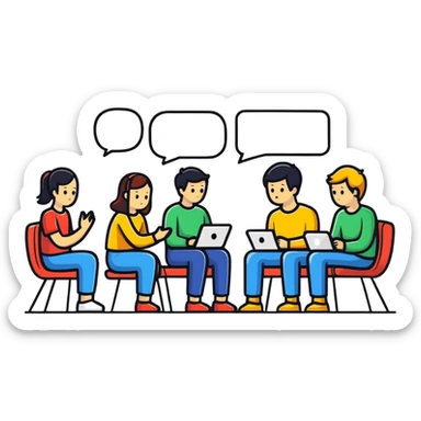 people chatting together in a digital group conversation sticker