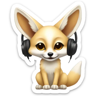 Fennec Fox in headphones sticker